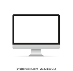 Realistic computer or PC monitor isolated on background. Сomputer monitor electronic devices. For any design. Vector illustration