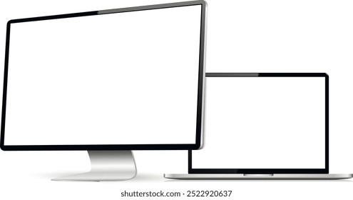 Realistic computer screen with laptop mockup