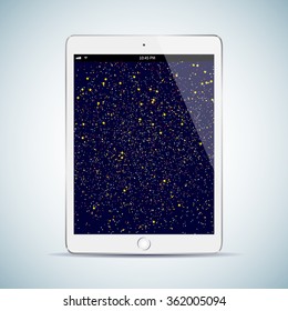 Realistic computer tablet. White glossy PC. Isolated vector illustration.

