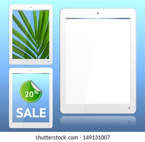 Realistic computer tablet in White ipade style  - vector layered grouped and with a separate layer to easily add your own screen image to each