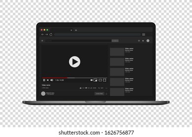 Realistic computer video for site design. Template mockup.