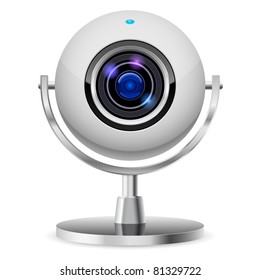 Realistic computer web cam. Illustration on white background