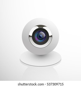 Realistic Computer Web Cam Isolated On White, Vector Illustration