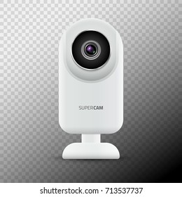 Realistic computer web camera isolated. Video camera technology digital illustration. Webcam device.