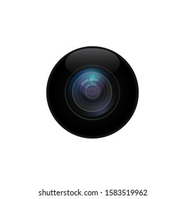 Realistic Computer Web Camera. Video Camera Technology Digital Illustration. Webcam Device. Camera Photo Lens Isolated - Stock Vector