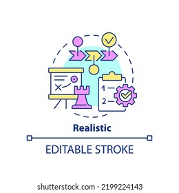 Realistic concept icon. Adequate vision. Key element of business plan abstract idea thin line illustration. Isolated outline drawing. Editable stroke. Arial, Myriad Pro-Bold fonts used