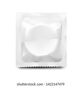 Realistic condom with package. Vector illustration. Easy to use for presentation your product, idea, design. EPS10.	