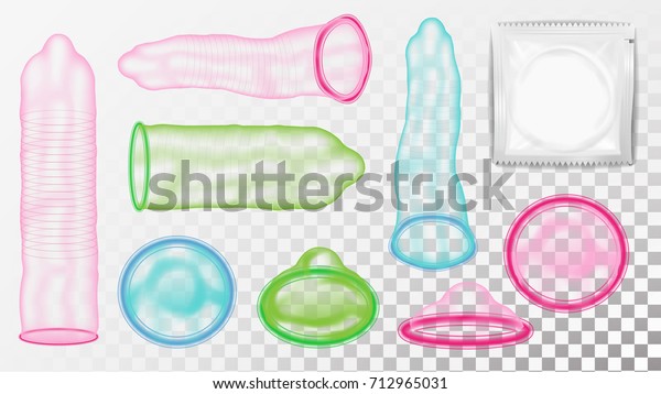 Realistic Condom Vector Contraceptive Method Concept เวกเตอร์สต็อก