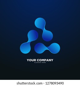 Realistic connected dots logo, tech logo, biology logo, vector, eps 10