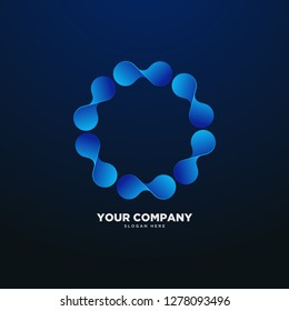 Realistic connected dots logo, tech logo, biology logo, vector, eps 10
