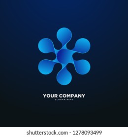 Realistic connected dots logo, tech logo, biology logo, vector, eps 10