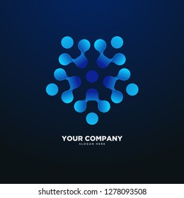 Realistic connected dots logo, tech logo, biology logo, vector, eps 10