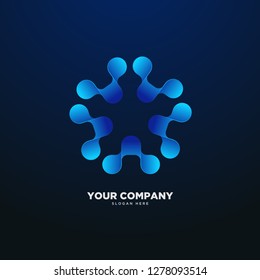 Realistic connected dots logo, tech logo, biology logo, vector, eps 10