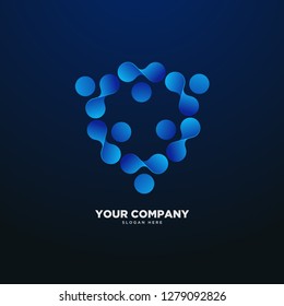 Realistic connected dots logo, tech logo, biology logo, vector, eps 10