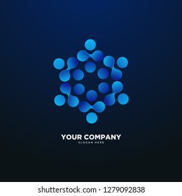 Realistic connected dots logo, tech logo, biology logo, vector, eps 10