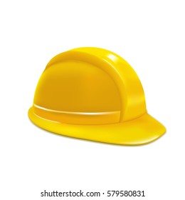 Realistic Construction or Working Safety Yellow Helmet or Hat Design Element Web. Vector illustration