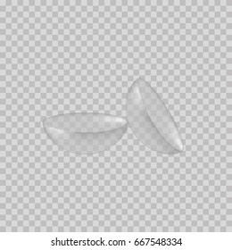 Realistic contact lenses on a transparent background. Lenses for vision correction. Vector illustration.
