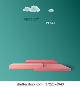 Escenario de concurso realista, podio rosa vacío. lugar de colocación del producto para su presentación