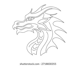 realístico contínuo uma arte desenho dragão em fundo branco
