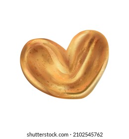 Realistic cookie in shape of heart on white background vector illustration