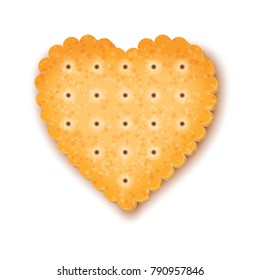 Realistic cookies in the shape of heart on a white background, appetizing cookies for St. Valentine's Day