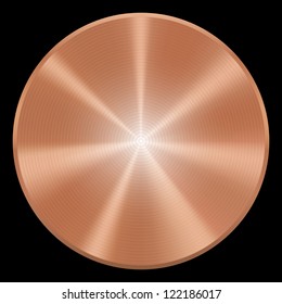 Realistic copper button. Vector eps10. Isolated