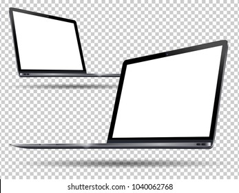 Realistic Copy Laptop with blank screen to present your application and web - design. Realistic Laptop. Isolated on a transparancy background