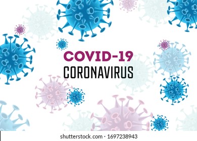 Realistic coronavirus covid-19 background with editable text and colourful images of infectious bacteria microbes viruses vector illustration