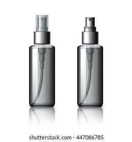 Realistic Cosmetic bottle can sprayer container. Dispenser for cream, soups, and other cosmetics With lid and without. Template For Mock up Your Design. vector illustration.