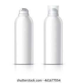 Realistic Cosmetic bottle can sprayer container. Dispenser for cream, soups, foams and other cosmetics With lid and without. Template For Mock up Your Design. vector illustration.
