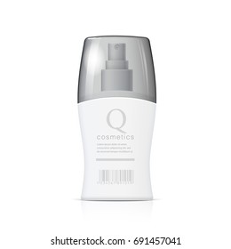Realistic Cosmetic bottle can sprayer container. Dispenser for cream, soups, and other cosmetics With transparent lid. Template For Mock up for brand template. vector illustration.