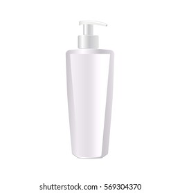 Realistic Cosmetic bottle. Container for cream, foams and other cosmetics. Template For Mock up Your Design. vector illustration.