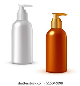 Realistic cosmetic bottle mock up set. Vector illustration