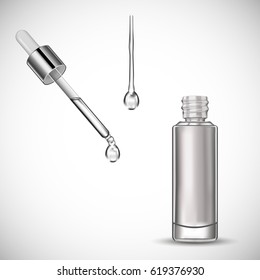 Realistic cosmetic bottle on a white background. Cosmetic package collection for cream, soaps, foams, shampoo, glue. Mock up set for brand template. vector illustration.