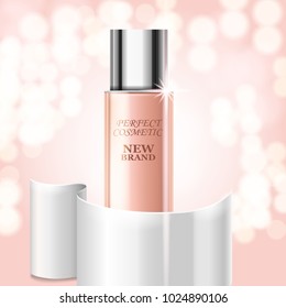 Realistic cosmetic bottle with paper element