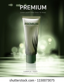 Realistic cosmetic design Foam Cosmetics Model for your brand template. Vector illustrations On a green background