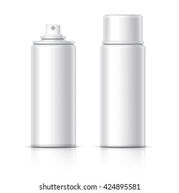 Realistic Cosmetic glass bottle can sprayer container. Dispenser for cream, soups, and other cosmetics With lid and without. Template For Mock up Your Design. vector illustration.
