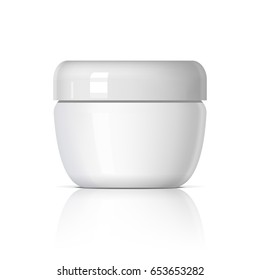 Realistic cosmetic jar on a white background. Cosmetic package collection for cream, soups, foams. Mock up set for brand template. vector illustration.