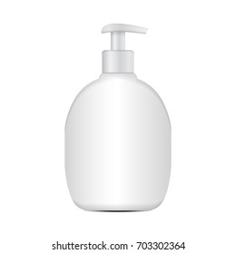 Realistic cosmetic plastic bottle mockup. Vector 3d brand template for your design