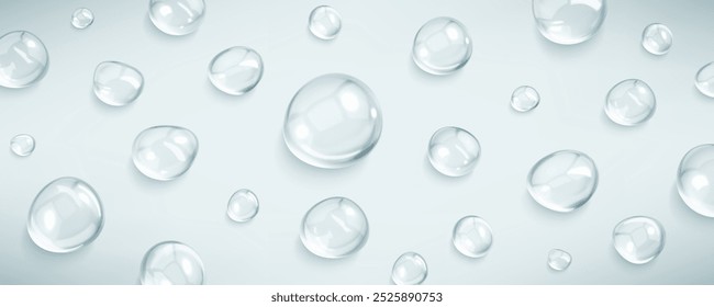 Realistas gotas de soro cosmético. Gotas líquidas, textura de soro, gel ou colágeno. Bolhas transparentes de cuidados da pele. Manchas de hidratação cosmética para cuidados com a pele. Produto de beleza