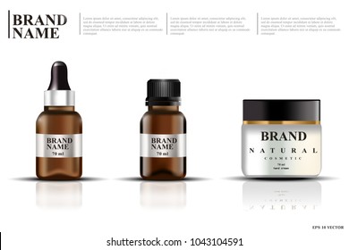 Realistic cosmetic template, realistic cosmetic bottle, container for cream, realistic spray in a glass bottle