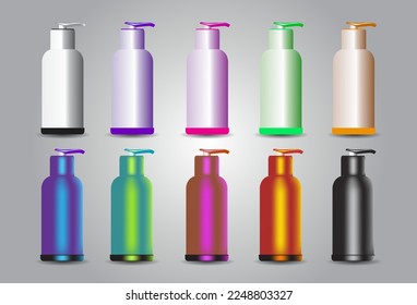 Realistische Kosmetische durchsichtige Flasche. Dispenser für Creme, Seife und andere Kosmetika. Vorlage zum Mocken Ihres Designs. Vektorgrafik.