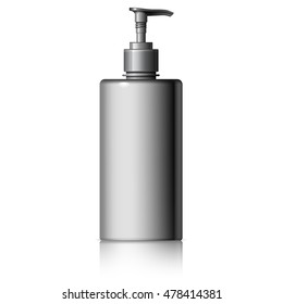 Realistic Cosmetic translucent bottle. Dispenser for cream, soap, and other cosmetics. Template For Mockup Your Design. vector illustration.