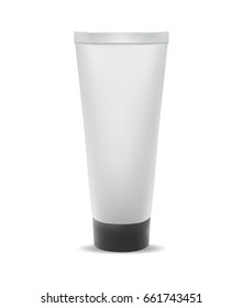 Realistic Cosmetic tube. Vector Container for cream, foams. Mock up, digital package template.