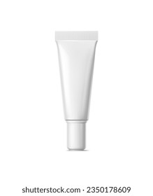 Realistic cosmetics product tube. White, blank, portable cosmetic tuba. Isolated 3d vector package mockup designed for easy application and convenience, ideal for holding creams, lotions, and gels