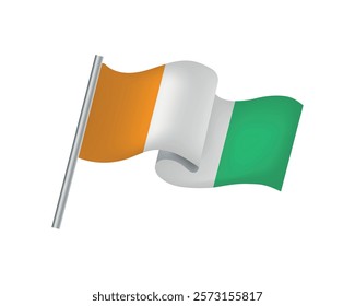 Realistic Cote d'Ivoire Waving Flag Vector