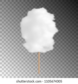 Realistic Cotton Candy Isolated On Transparent Background