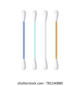 Realistic cotton ear swab set. Vector illustration.