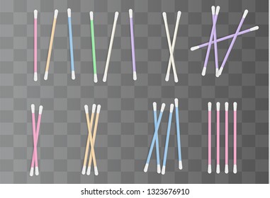 Realistic cotton swabs. Cotton swabs for the ears. Vector illustration for background, template, site and advertising.