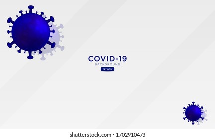 realistic covid-19 background concept, biology virus corona with blue color, white background layout.